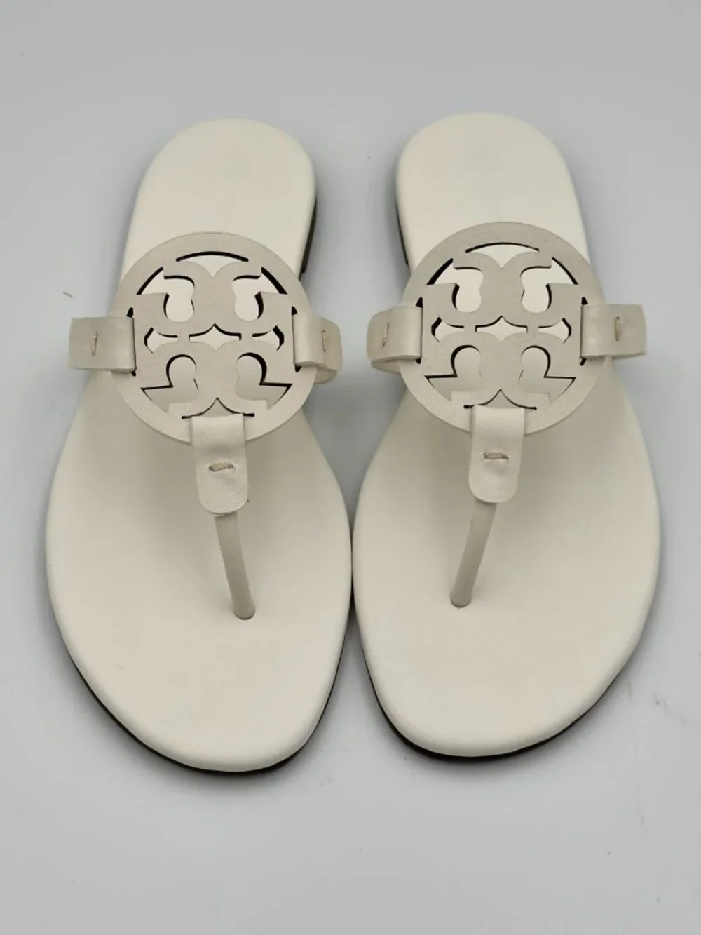Tory Burch Miller Soft Sandals Ivory Leather Size 8